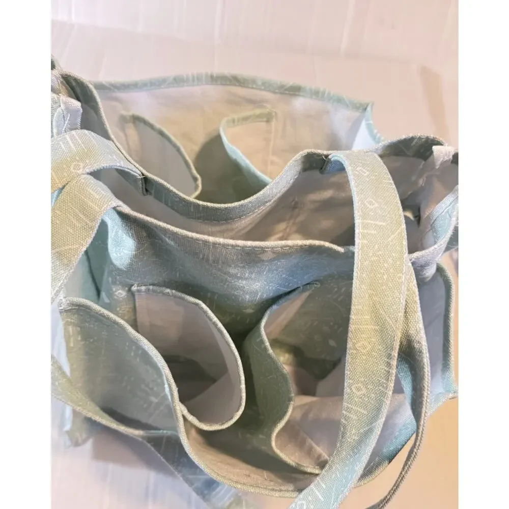 NEW Archer & Olive Canvas Large Organizer Tote Bag Mint Green Geometric Print